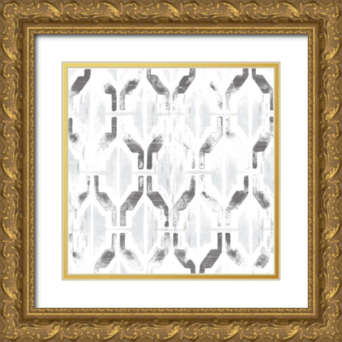 Monoprint Tile IX Gold Ornate Wood Framed Art Print with Double Matting by Vess, June Erica
