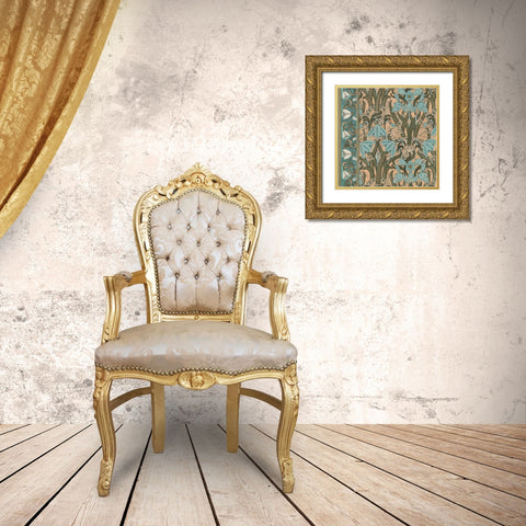 Nouveau Textile Motif I Gold Ornate Wood Framed Art Print with Double Matting by Vision Studio