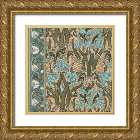 Nouveau Textile Motif I Gold Ornate Wood Framed Art Print with Double Matting by Vision Studio