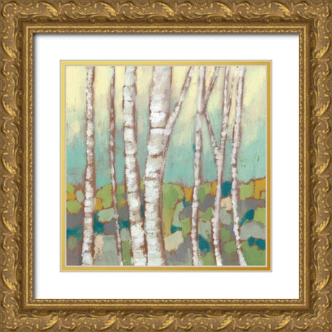 Kaleidoscope Birches II Gold Ornate Wood Framed Art Print with Double Matting by Goldberger, Jennifer