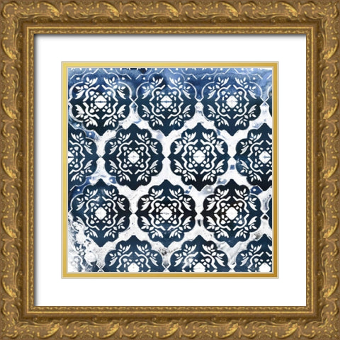 Indigo Impression II Gold Ornate Wood Framed Art Print with Double Matting by Vess, June Erica