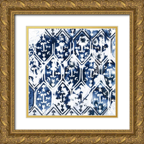 Indigo Impression IV Gold Ornate Wood Framed Art Print with Double Matting by Vess, June Erica