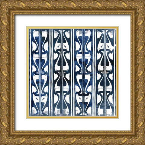 Indigo Impression VII Gold Ornate Wood Framed Art Print with Double Matting by Vess, June Erica