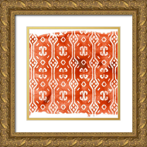 Crimson Motif III Gold Ornate Wood Framed Art Print with Double Matting by Vess, June Erica