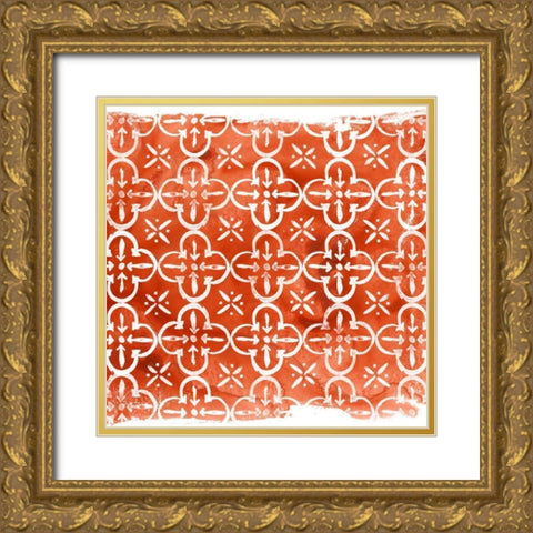 Crimson Motif IV Gold Ornate Wood Framed Art Print with Double Matting by Vess, June Erica