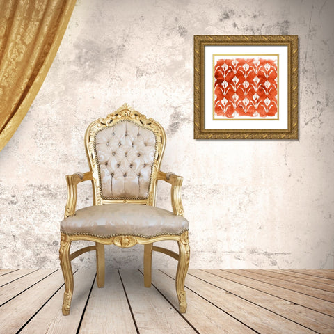 Crimson Motif V Gold Ornate Wood Framed Art Print with Double Matting by Vess, June Erica