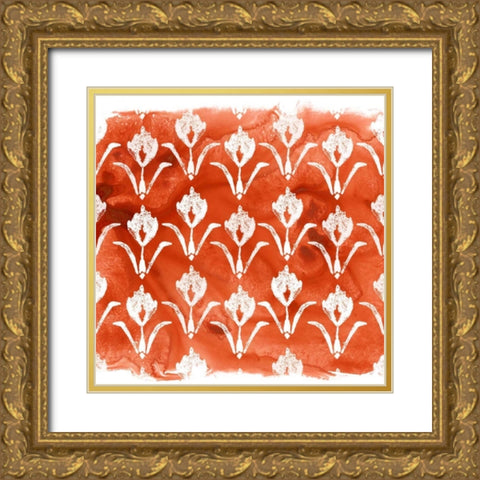 Crimson Motif V Gold Ornate Wood Framed Art Print with Double Matting by Vess, June Erica