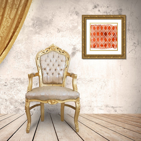 Crimson Motif VI Gold Ornate Wood Framed Art Print with Double Matting by Vess, June Erica