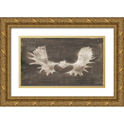 Rustic Moose Mount II Gold Ornate Wood Framed Art Print with Double Matting by Harper, Ethan