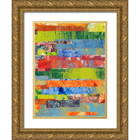 Monoprint Collage II Gold Ornate Wood Framed Art Print with Double Matting by Moore, Regina