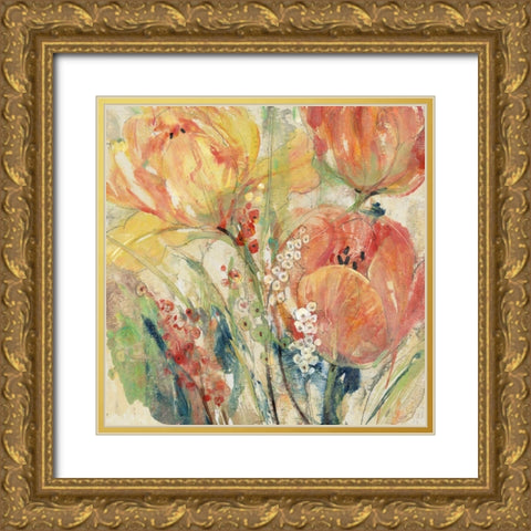 Spring Tulip Array I Gold Ornate Wood Framed Art Print with Double Matting by OToole, Tim