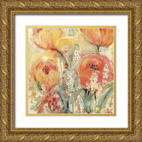 Spring Tulip Array II Gold Ornate Wood Framed Art Print with Double Matting by OToole, Tim