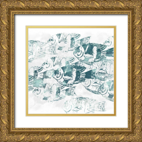 Sealife Batik III Gold Ornate Wood Framed Art Print with Double Matting by Vess, June Erica