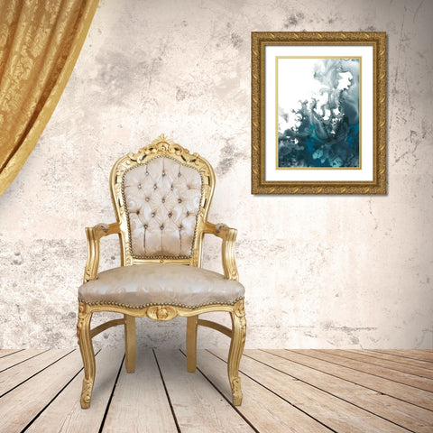 Indigo Tempest I Gold Ornate Wood Framed Art Print with Double Matting by Vess, June Erica