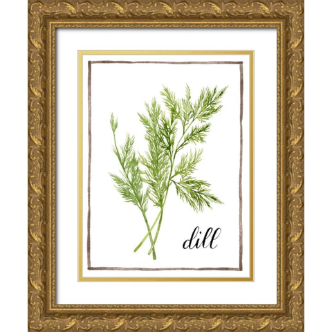 Watercolor Herbs III Gold Ornate Wood Framed Art Print with Double Matting by Popp, Grace