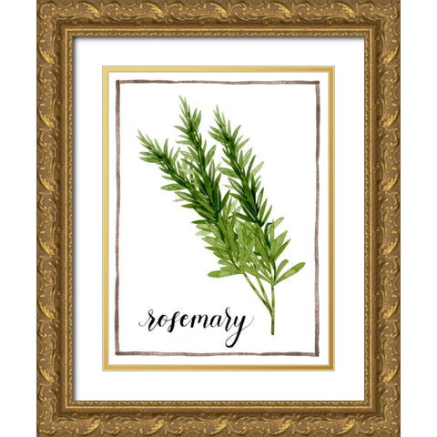Watercolor Herbs V Gold Ornate Wood Framed Art Print with Double Matting by Popp, Grace