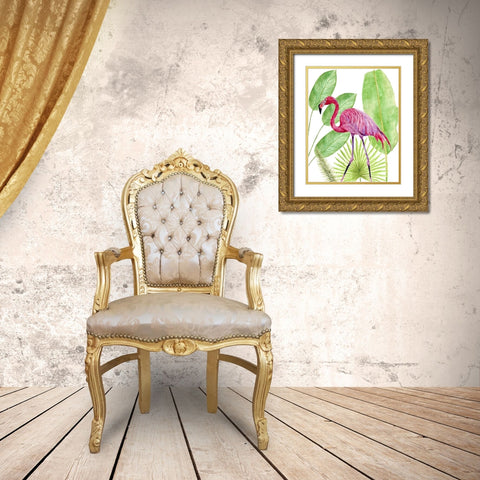 Tropical Flamingo I Gold Ornate Wood Framed Art Print with Double Matting by Wang, Melissa