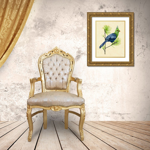 Green Turaco I Gold Ornate Wood Framed Art Print with Double Matting by Wang, Melissa