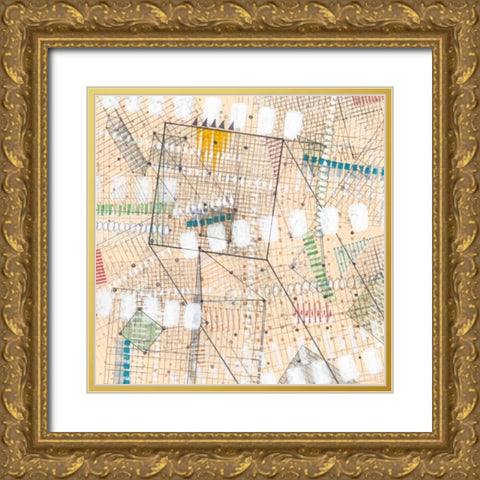 Grid Lines I Gold Ornate Wood Framed Art Print with Double Matting by Galapon, Nikki