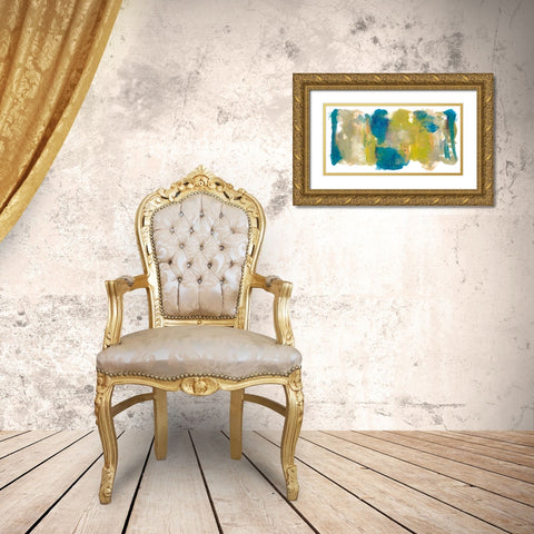Teal and Scribbles II Gold Ornate Wood Framed Art Print with Double Matting by Combs, Joyce