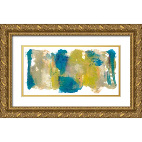 Teal and Scribbles II Gold Ornate Wood Framed Art Print with Double Matting by Combs, Joyce