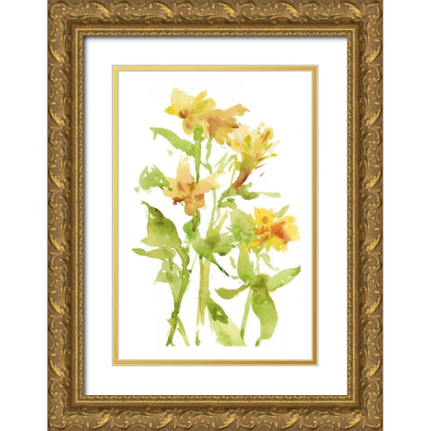 Watercolor Lilies II Gold Ornate Wood Framed Art Print with Double Matting by Wang, Melissa