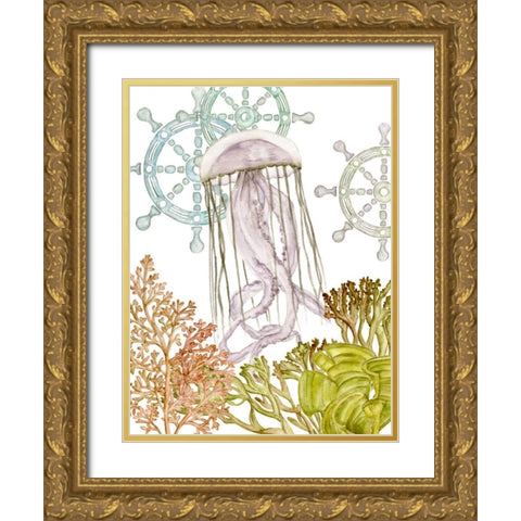 Undersea Creatures III Gold Ornate Wood Framed Art Print with Double Matting by Wang, Melissa