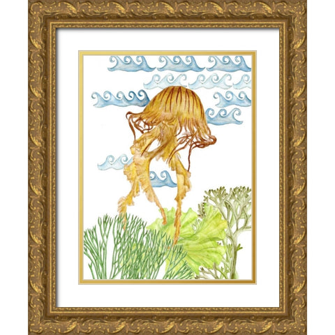 Undersea Creatures IV Gold Ornate Wood Framed Art Print with Double Matting by Wang, Melissa