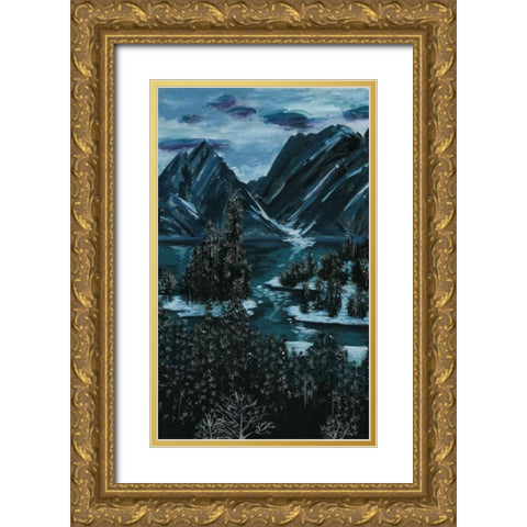 Mountainscape II Gold Ornate Wood Framed Art Print with Double Matting by Wang, Melissa