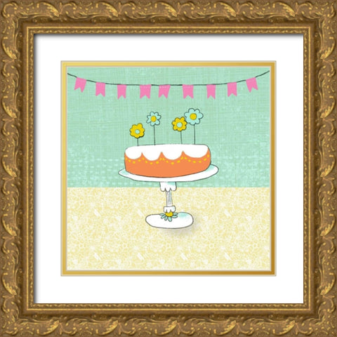 Retro Birthday I Gold Ornate Wood Framed Art Print with Double Matting by Zarris, Chariklia