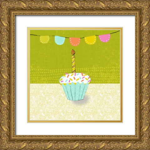 Retro Birthday III Gold Ornate Wood Framed Art Print with Double Matting by Zarris, Chariklia