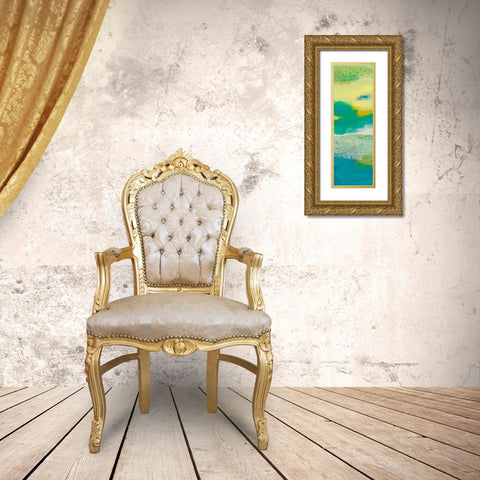 Teal Dot Panels I Gold Ornate Wood Framed Art Print with Double Matting by Jachimiec, Sue