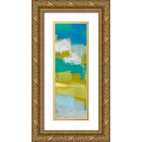 Teal Dot Panels II Gold Ornate Wood Framed Art Print with Double Matting by Jachimiec, Sue