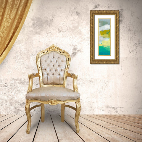 Teal Dot Panels III Gold Ornate Wood Framed Art Print with Double Matting by Jachimiec, Sue