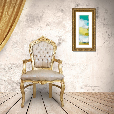 Teal Dot Panels IV Gold Ornate Wood Framed Art Print with Double Matting by Jachimiec, Sue