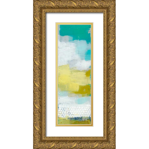 Teal Dot Panels IV Gold Ornate Wood Framed Art Print with Double Matting by Jachimiec, Sue