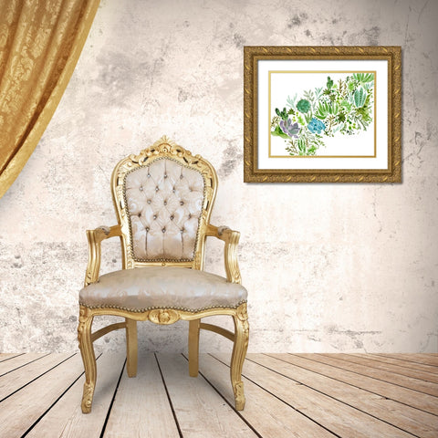 Succulent Field I Gold Ornate Wood Framed Art Print with Double Matting by Wang, Melissa