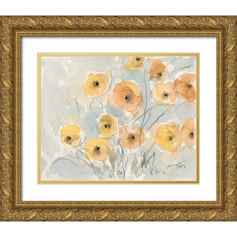 Sunset Poppies I Gold Ornate Wood Framed Art Print with Double Matting by Dixon, Samuel
