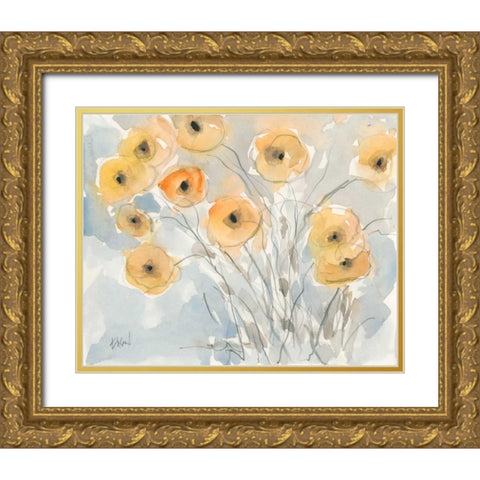 Sunset Poppies II Gold Ornate Wood Framed Art Print with Double Matting by Dixon, Samuel