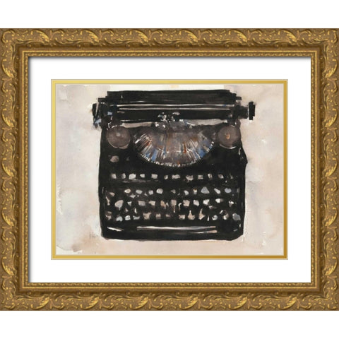 Typing I Gold Ornate Wood Framed Art Print with Double Matting by Dixon, Samuel