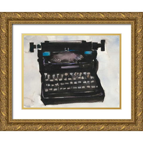 Typing II Gold Ornate Wood Framed Art Print with Double Matting by Dixon, Samuel