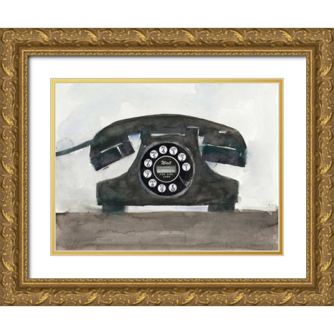 Phoning II Gold Ornate Wood Framed Art Print with Double Matting by Dixon, Samuel