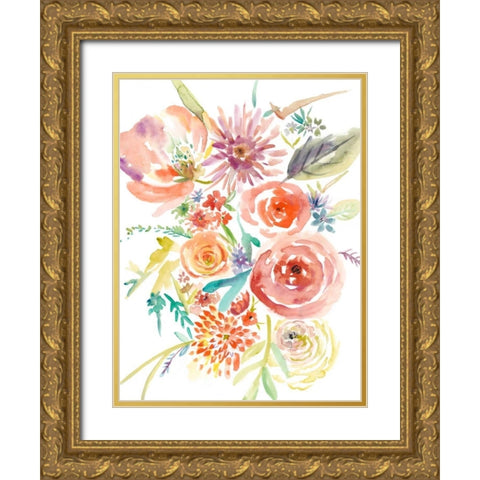 Floating Florals II Gold Ornate Wood Framed Art Print with Double Matting by Zarris, Chariklia