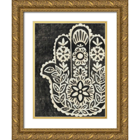 Night Hamsa II Gold Ornate Wood Framed Art Print with Double Matting by Zarris, Chariklia