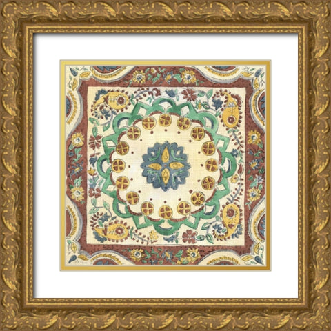 Batik Rosette II Gold Ornate Wood Framed Art Print with Double Matting by Zarris, Chariklia