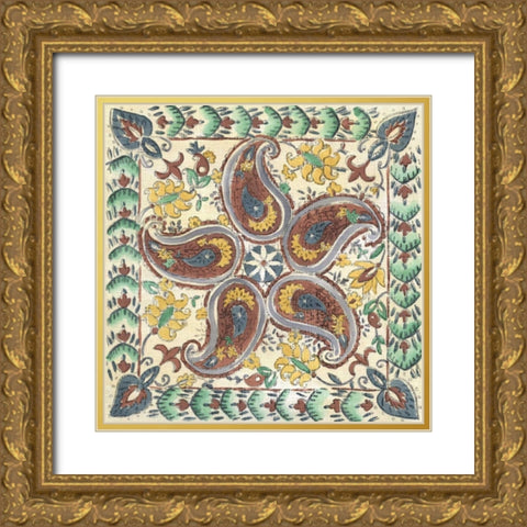 Batik Rosette III Gold Ornate Wood Framed Art Print with Double Matting by Zarris, Chariklia
