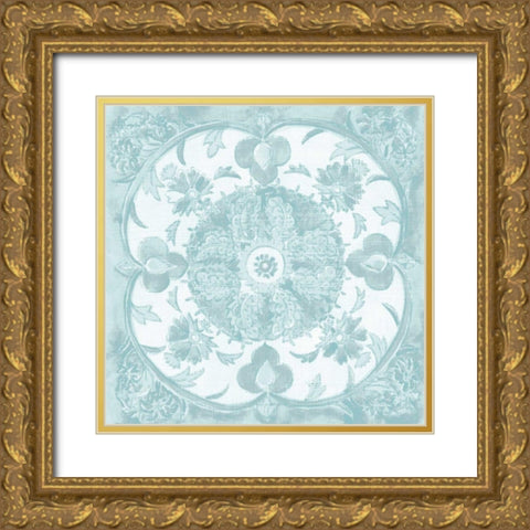 Spa Batik Rosette IV Gold Ornate Wood Framed Art Print with Double Matting by Zarris, Chariklia