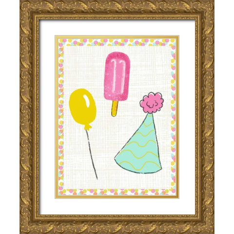 Pop Party I Gold Ornate Wood Framed Art Print with Double Matting by Zarris, Chariklia