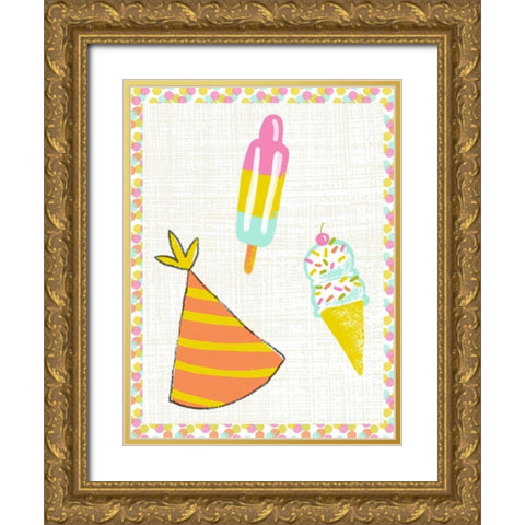 Pop Party II Gold Ornate Wood Framed Art Print with Double Matting by Zarris, Chariklia