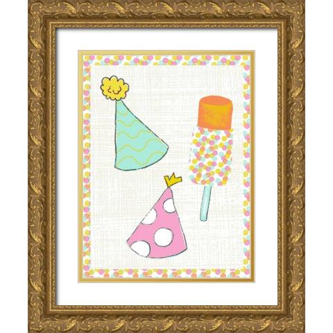 Pop Party III Gold Ornate Wood Framed Art Print with Double Matting by Zarris, Chariklia